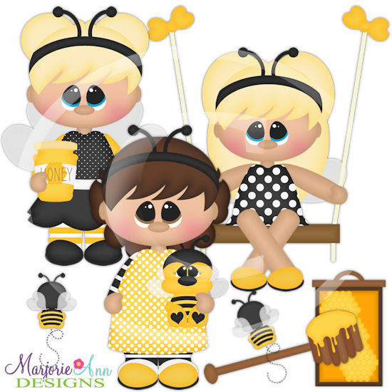 Busy Bees 2 SVG Cutting Files Includes Clipart - Click Image to Close
